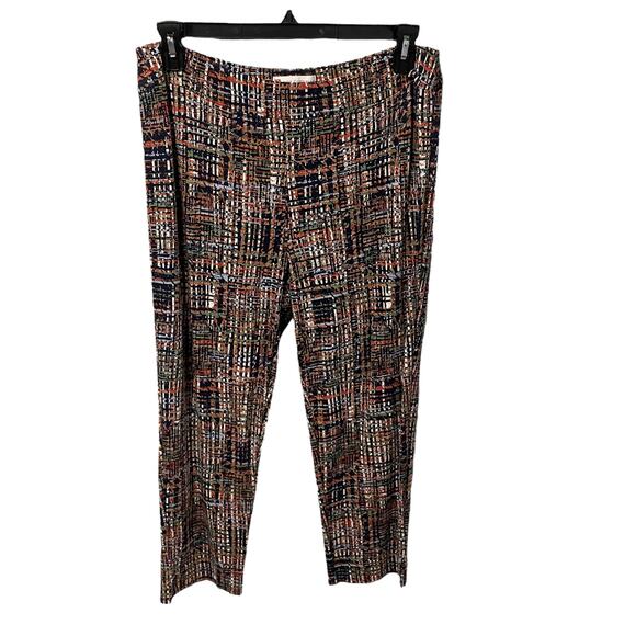Jude Connally Navy Blue Orange Green Print Spandex Blend Pull On Ankle Pants XL - Picture 1 of 6